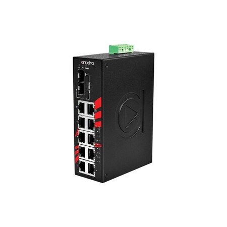 Antaira 10-Port Industrial PoE+ Gigabit Unmanaged Ethernet Switch LNP-1002C-SFP-T